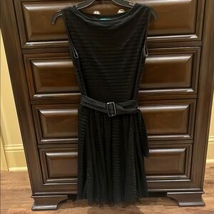 vfish Black Sheath Midi Dress with Crew Neck for Cocktail
